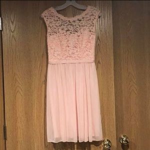 Short Lace and Mesh Dress with Illusion Neckline